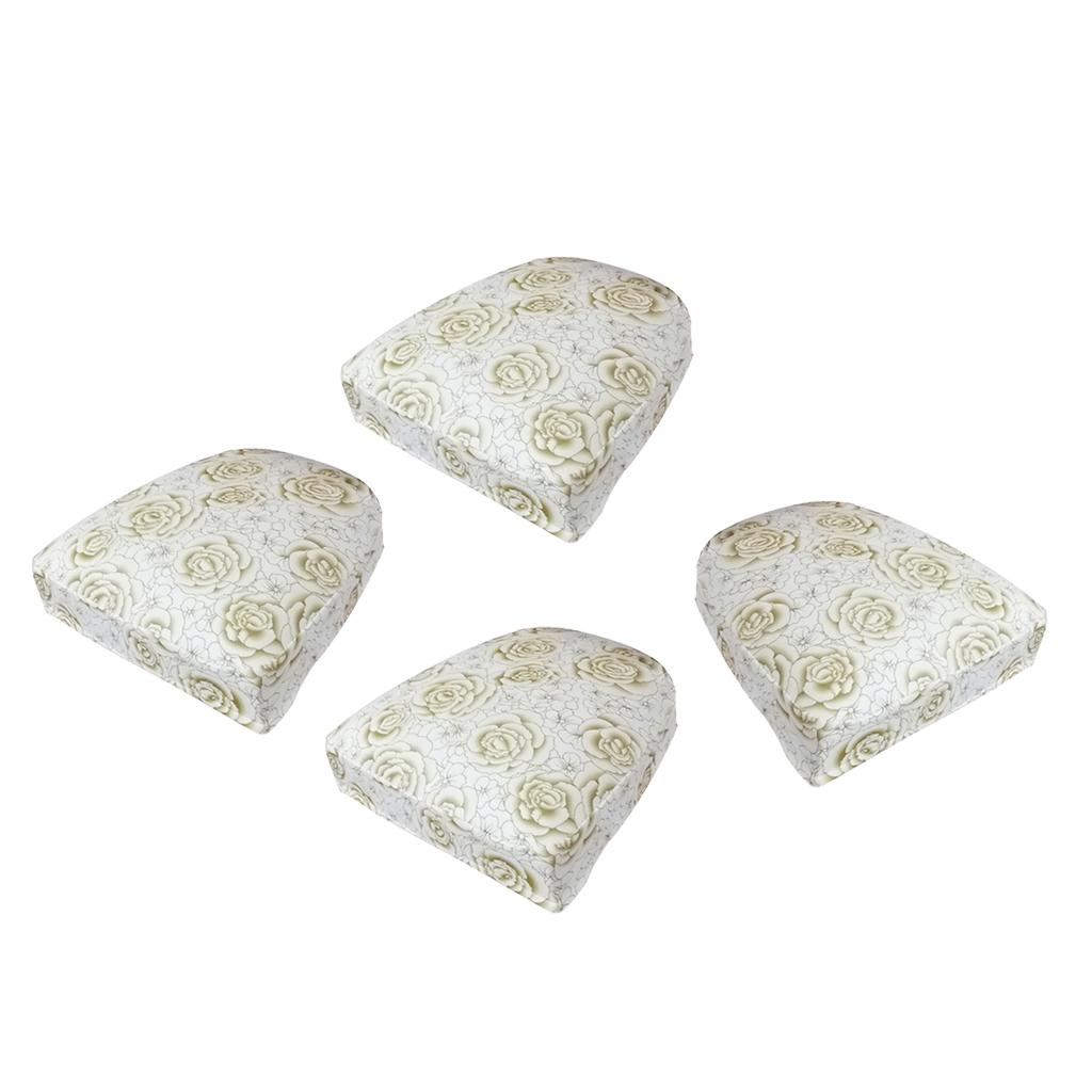 4pcs Stretch Spandex Dining Room Chair Cover Seat Pad Slipcover Khaki