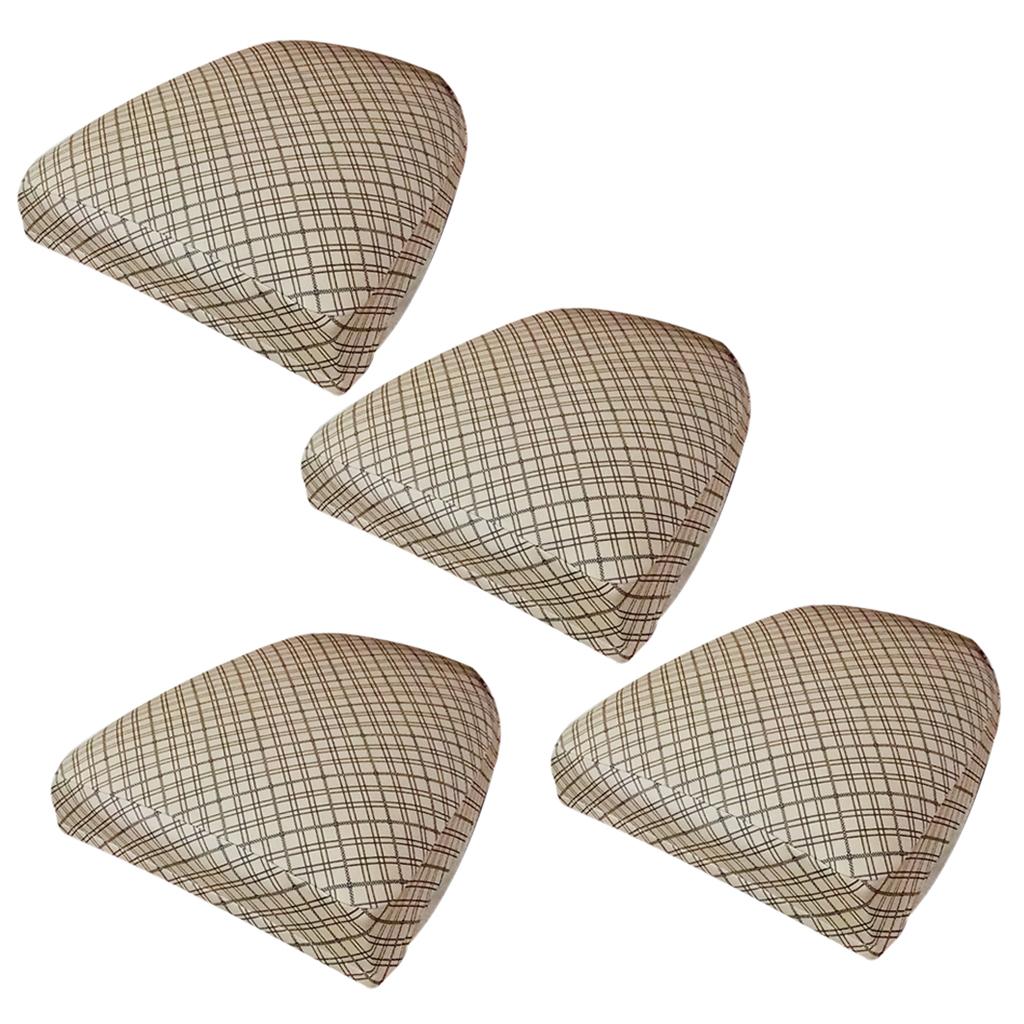 4pcs Stretch Spandex Dining Room Chair Cover Seat Pad Slipcover Camel