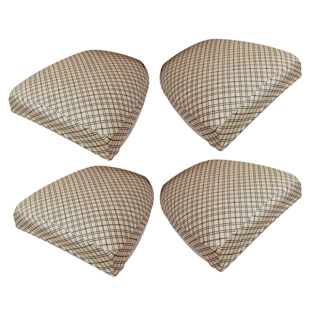 4pcs Stretch Spandex Dining Room Chair Cover Seat Pad Slipcover Camel