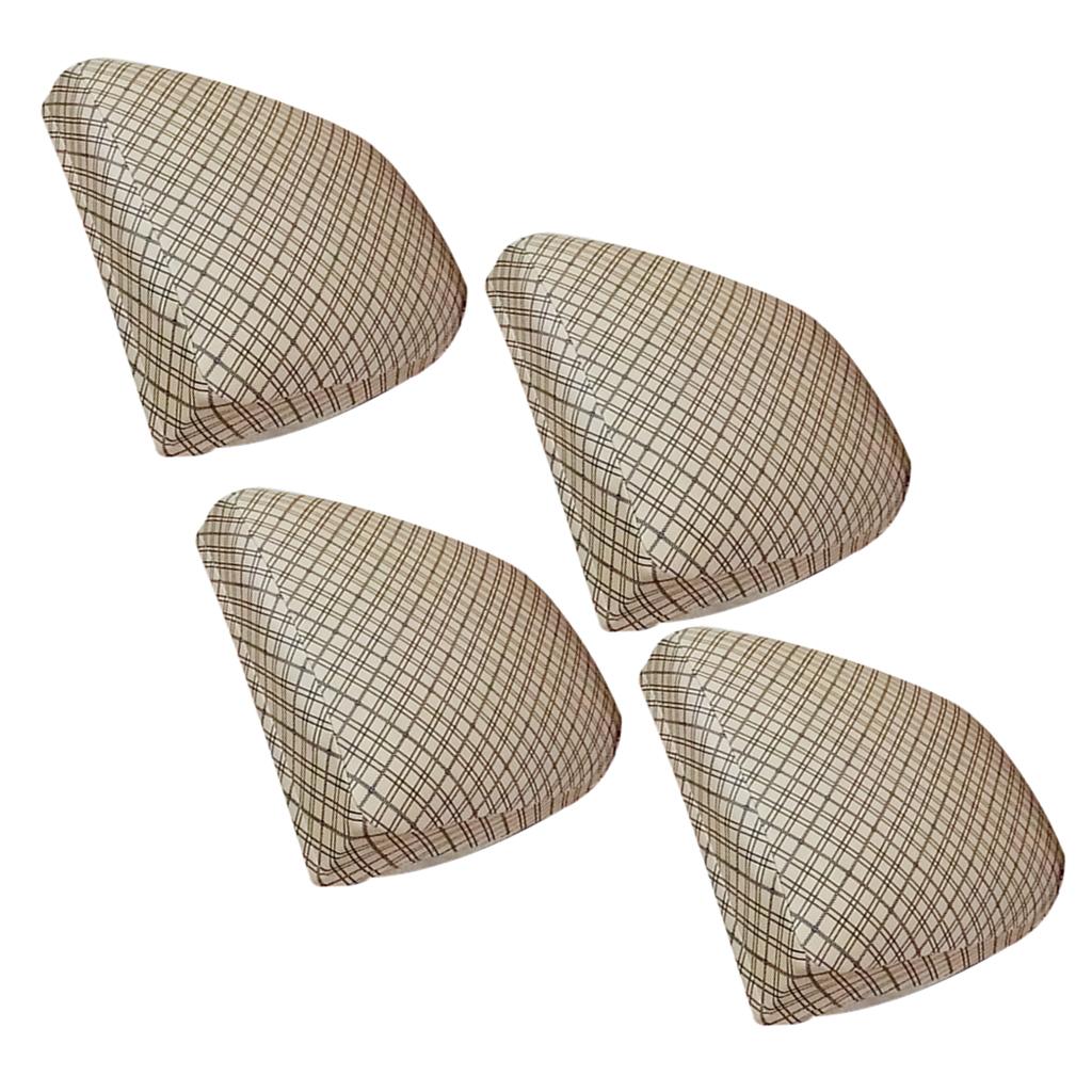 4pcs Stretch Spandex Dining Room Chair Cover Seat Pad Slipcover Camel