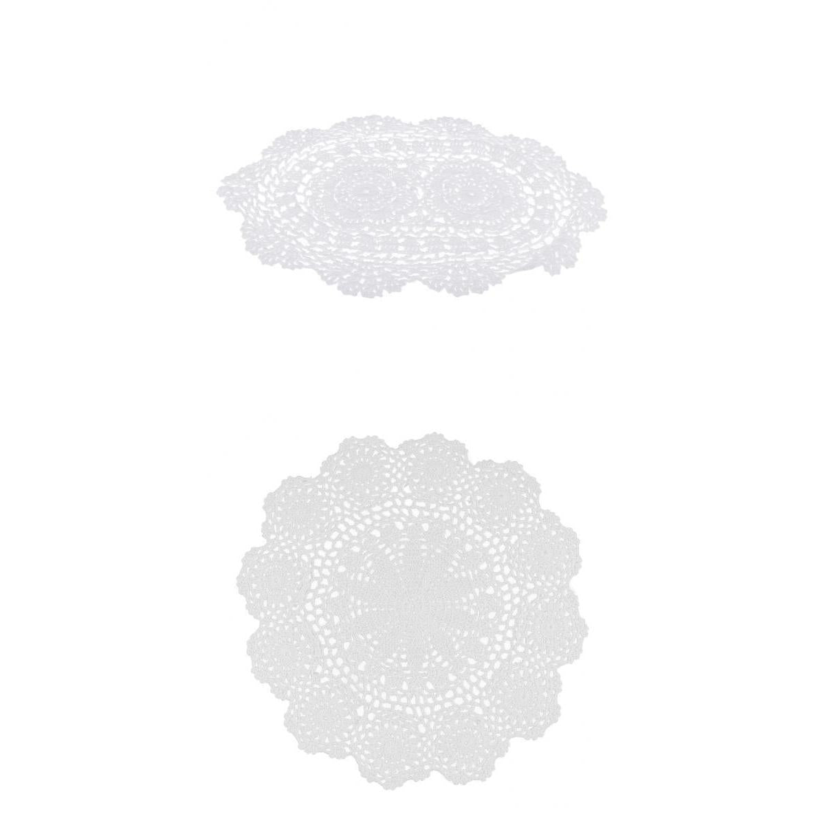 2 Sets Round White Crochet Cotton Lace Doily Table Placemats Doilies Cup Mat