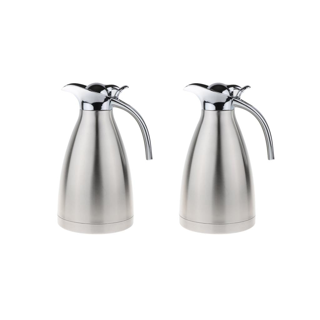 2x1.5L Stainless Steel Double Wall Insulated Coffee Carafe Tea Kettle Silver