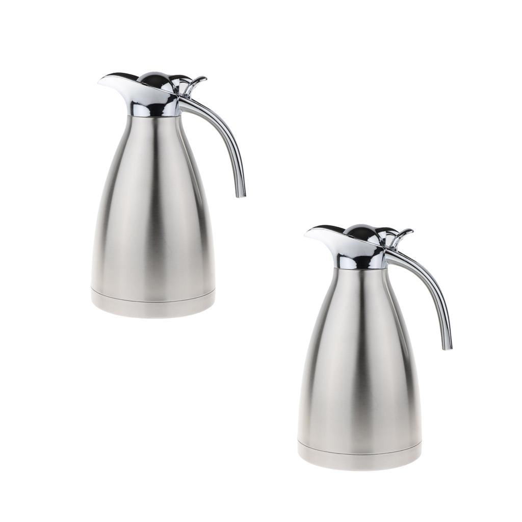 2x1.5L Stainless Steel Double Wall Insulated Coffee Carafe Tea Kettle Silver