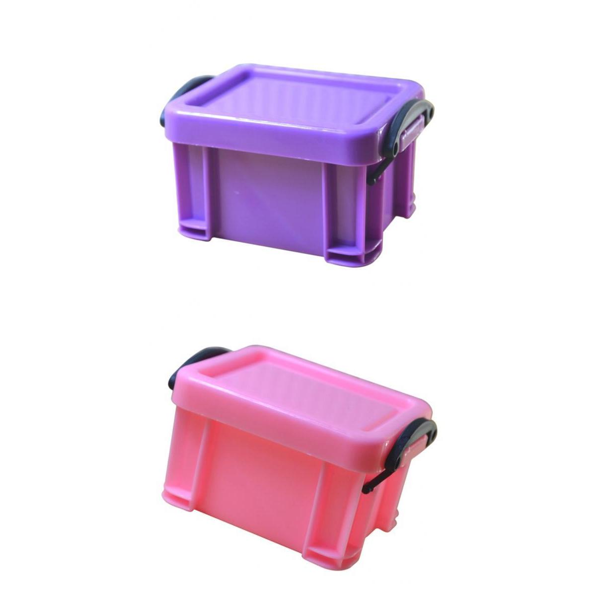 2Pcs Pink &Purple Mini Lock Storage Boxes with lids Super Cute Color