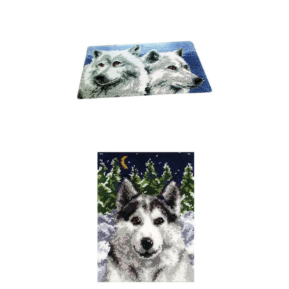 2 Set Wolf Latch Hook Kit with Basic Tool and Instruction for Rug Making