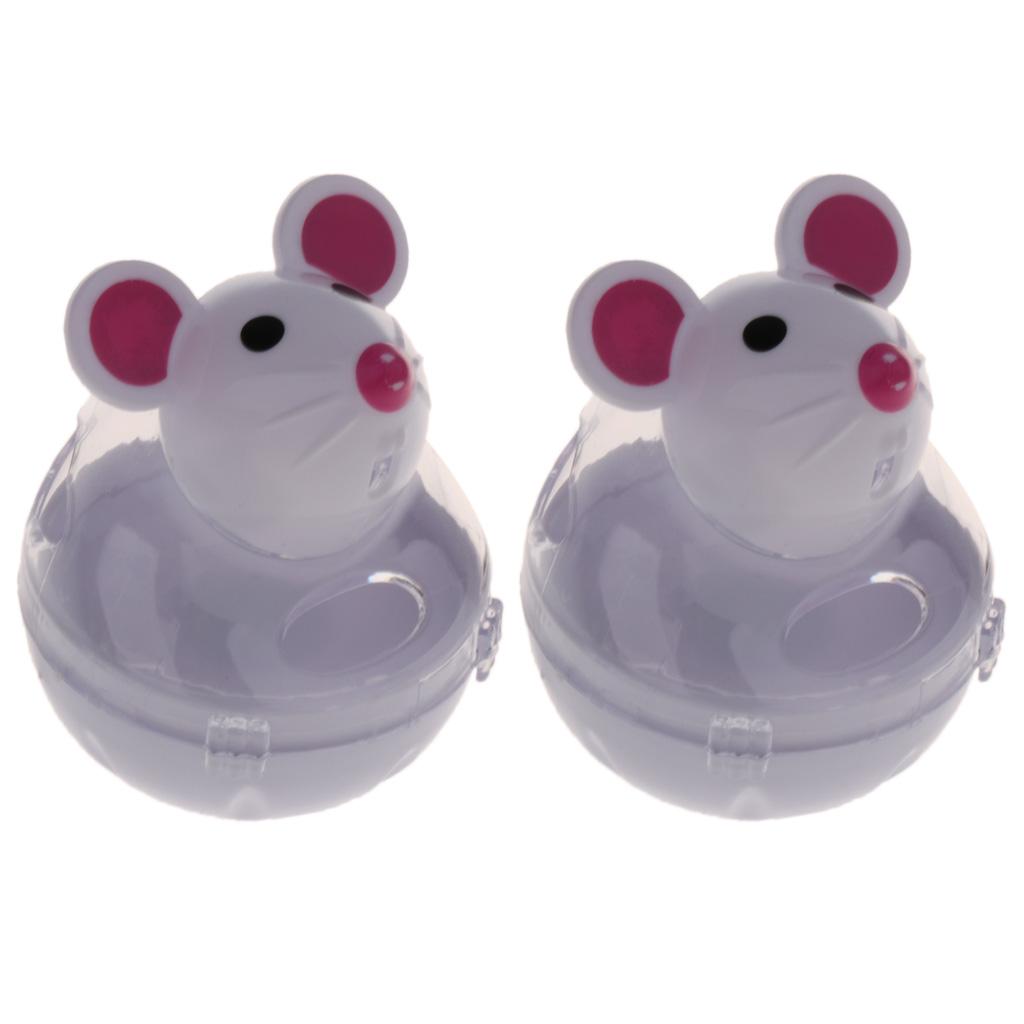 2 Pcs Pet Cat Tumbler Toy Interactive Cat Dog Leakage Food Dispenser White