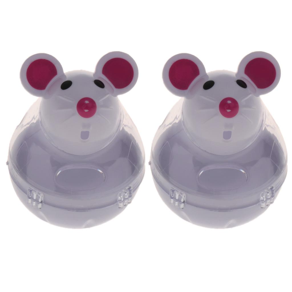 2 Pcs Pet Cat Tumbler Toy Interactive Cat Dog Leakage Food Dispenser White
