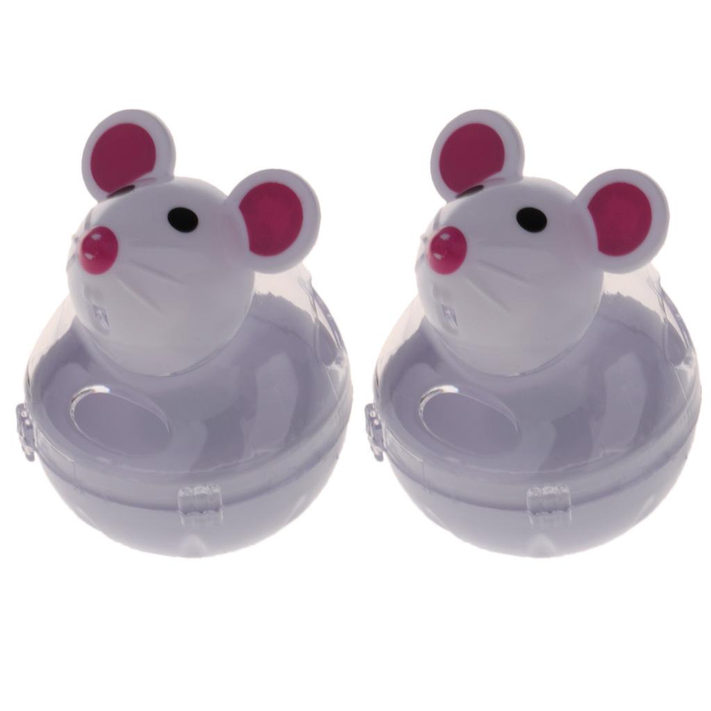 2 Pcs Pet Cat Tumbler Toy Interactive Cat Dog Leakage Food Dispenser White