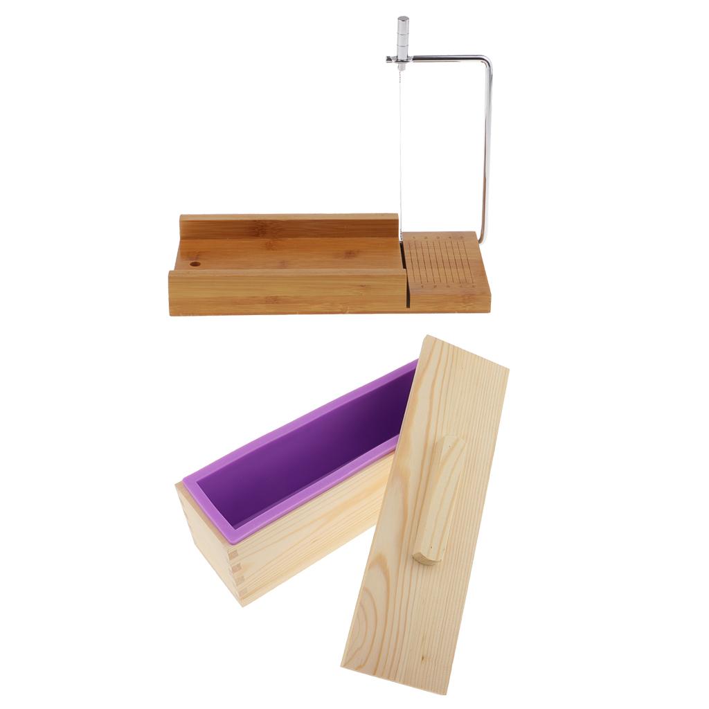 2 Pieces Wooden Soap Cutter with Wire Slicer Soap Making Loaf Silicone Mold