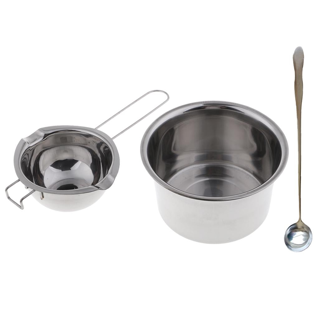 3 Pieces Stainless Steel Wax Melting Pot Double Boiler & Long Handle Spoon