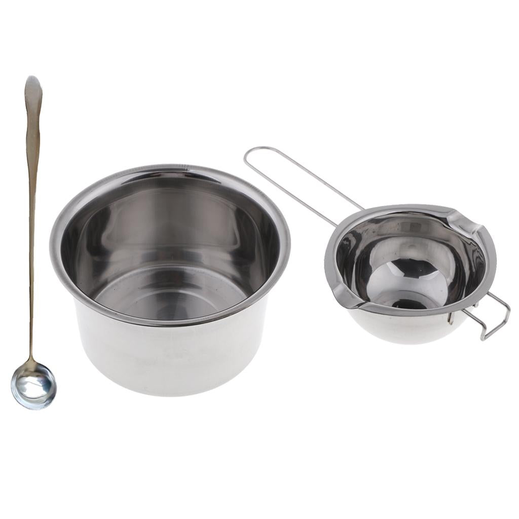 3 Pieces Stainless Steel Wax Melting Pot Double Boiler & Long Handle Spoon