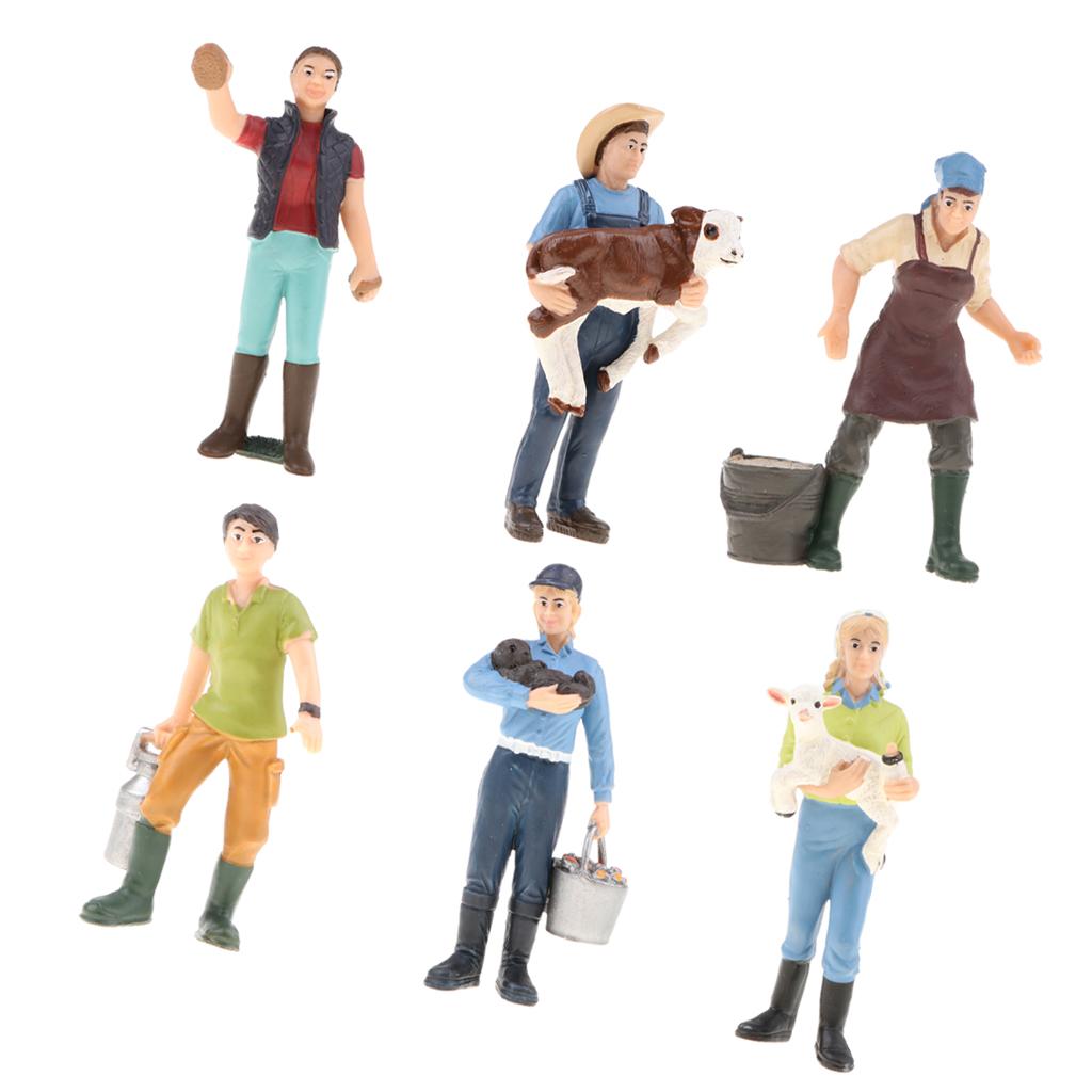 6pcs/set Realistic Farmer Figurine Human Model Collection Kids Toy Gift