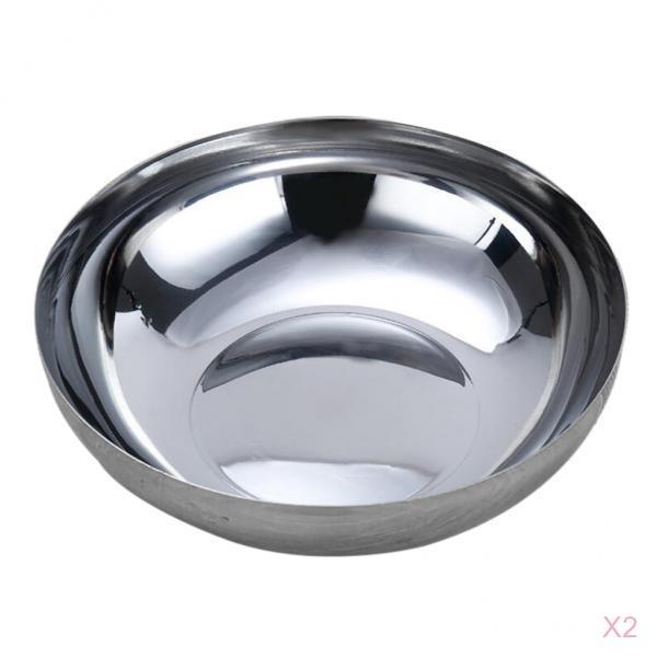 2pcs Stainless Steel Noodles Bowl Dinner Soup Fruit Bowl Kitchenware 22cm