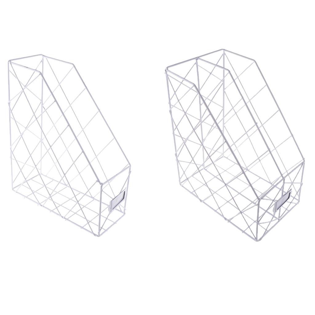 2Pcs Metal Desktop File Folder Office Home Desk Organizer White