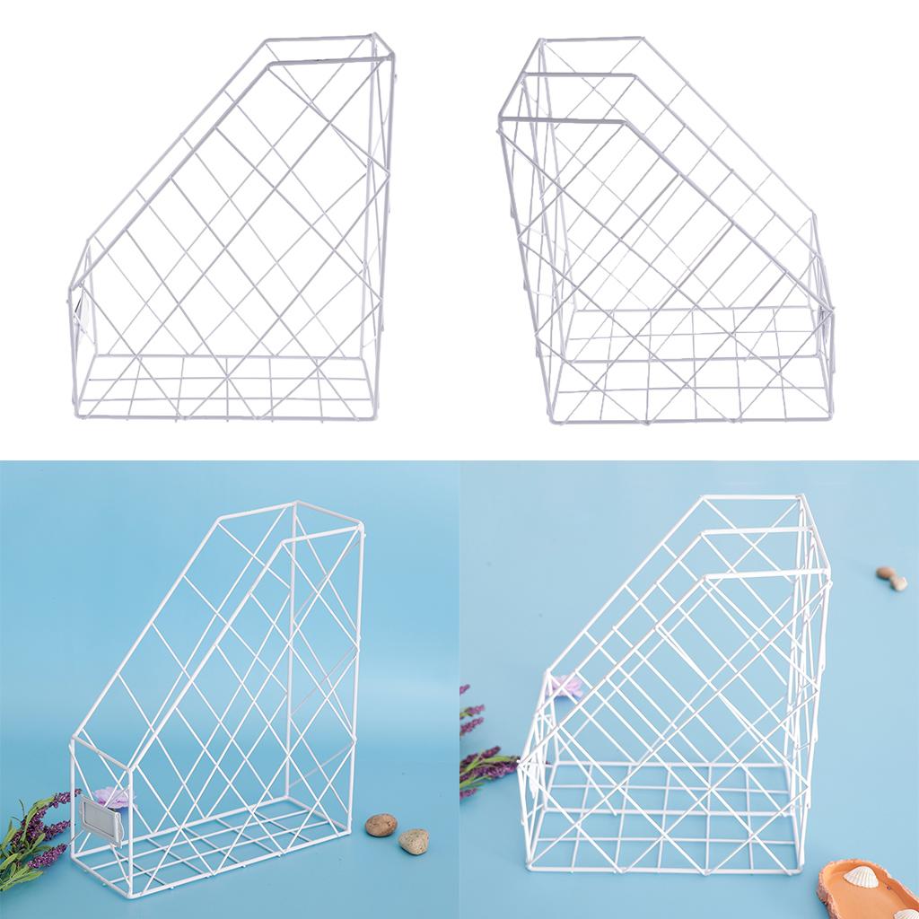 2Pcs Metal Desktop File Folder Office Home Desk Organizer White