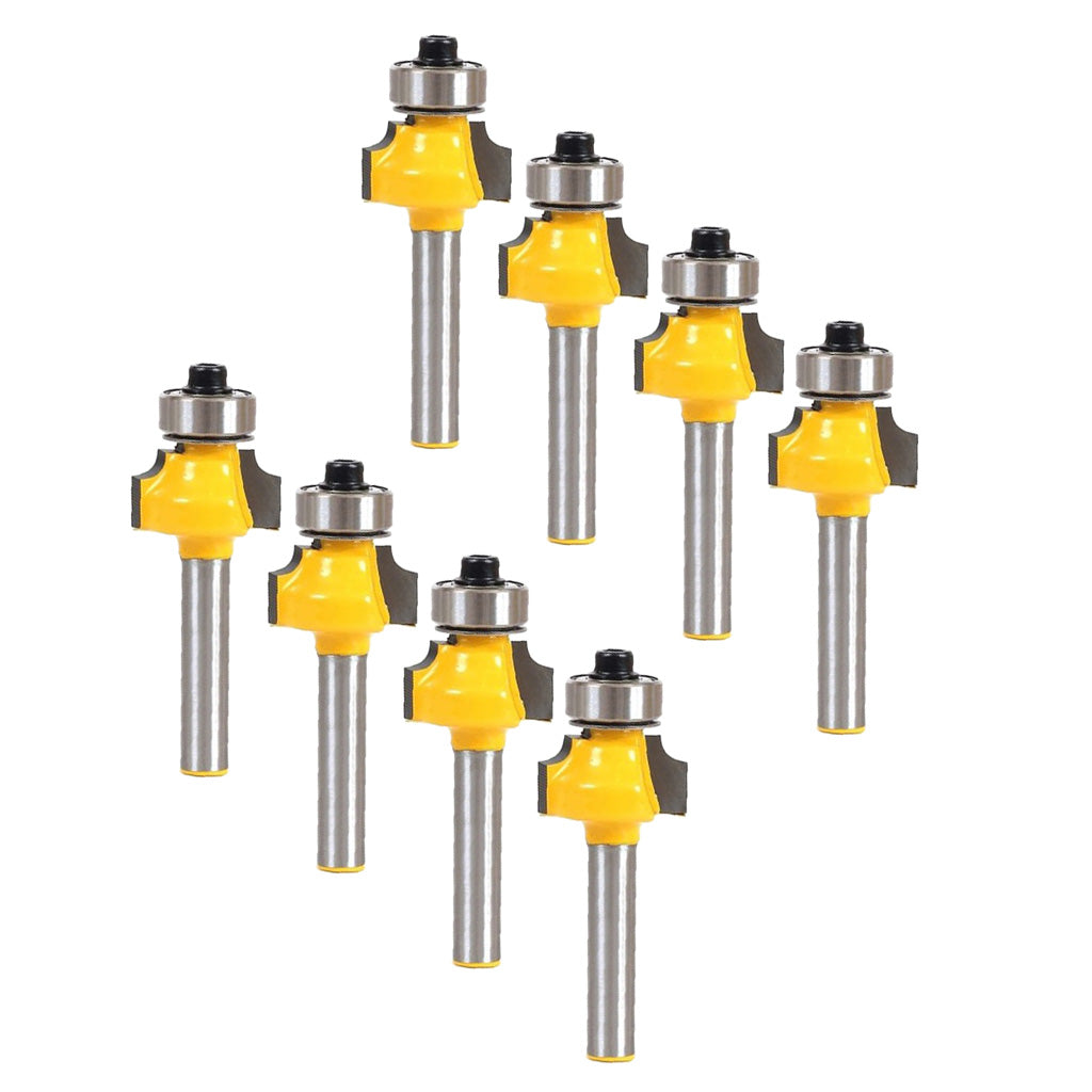8Pcs 1/4 Shank 1/8" Radius Round Over Router Bit Woodworking Chisel Cutter"