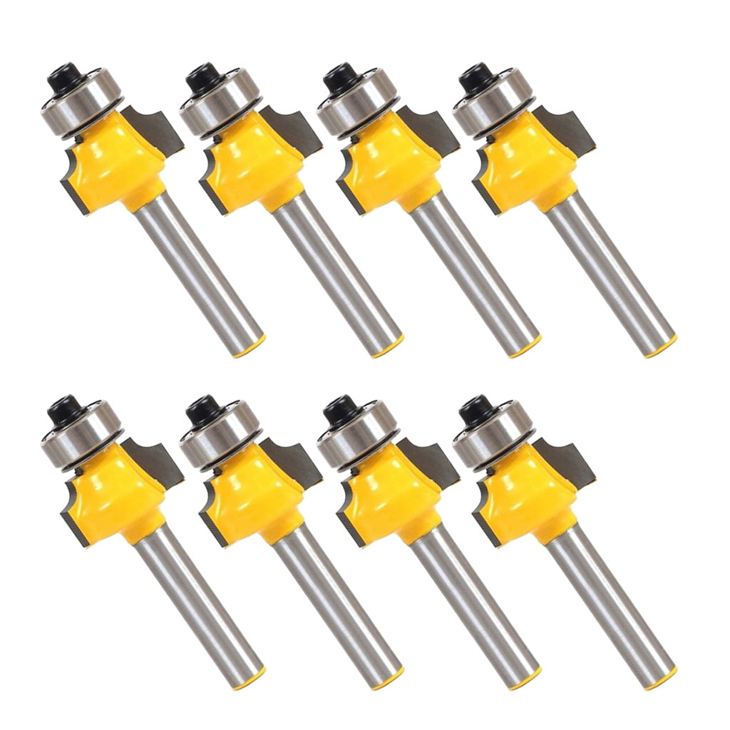 8Pcs 1/4 Shank 1/8" Radius Round Over Router Bit Woodworking Chisel Cutter"