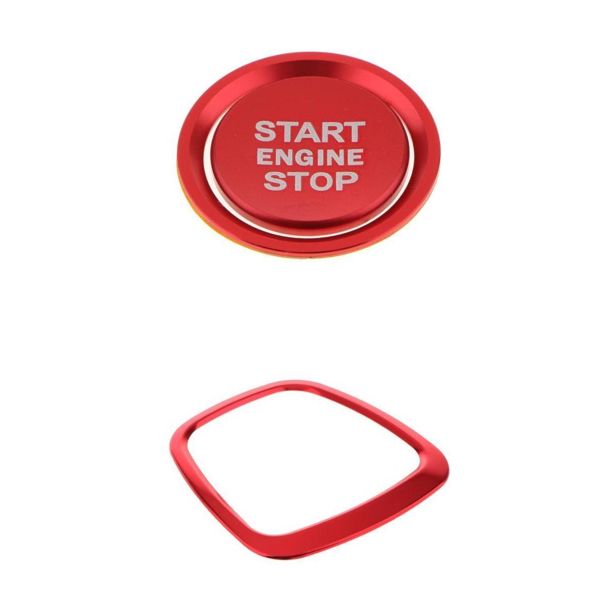 3 Pieces Engine Start Ignition Button Sticker+ Wheel Sticker Badge Trim Red
