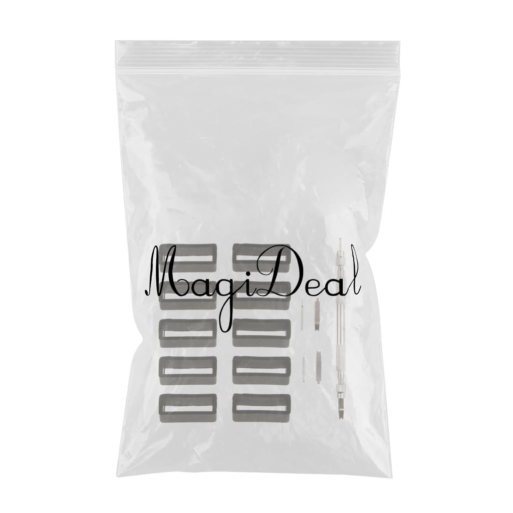 10pcs Rubber Watch Strap Band Keeper Loop Retainer Ring With Remover Tool