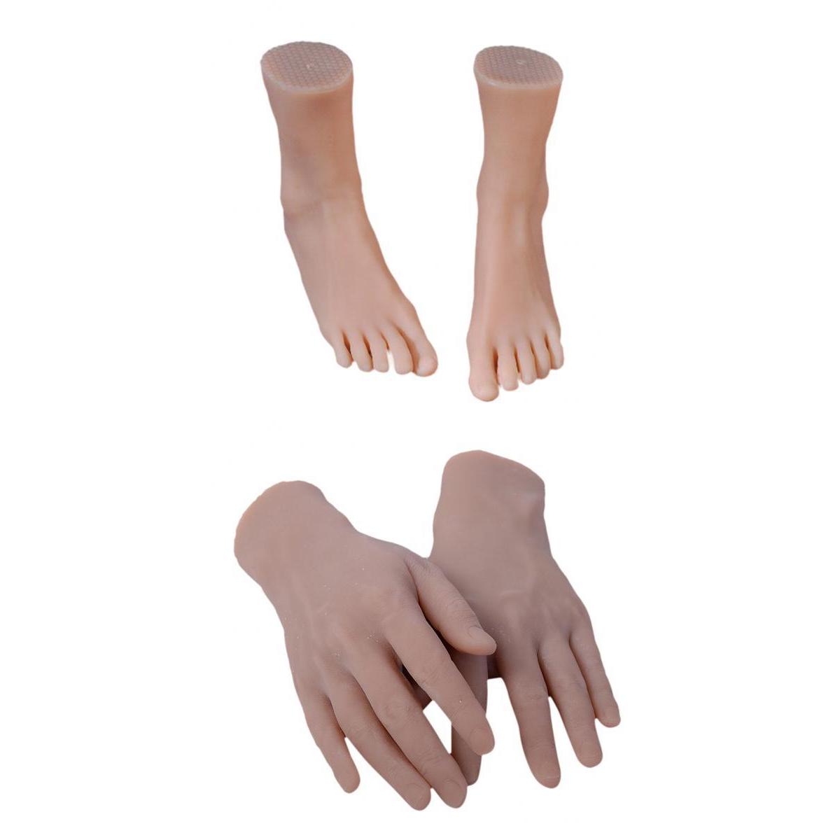 3D Male Tattoo Nail Art Practice Mannequin Foot Model Display Fake Hands Set