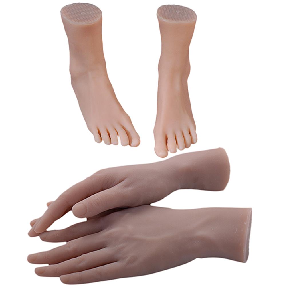 3D Male Tattoo Nail Art Practice Mannequin Foot Model Display Fake Hands Set