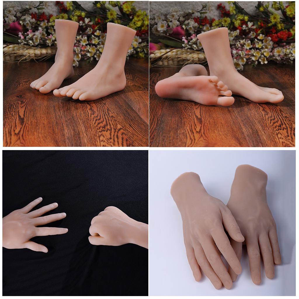 3D Male Tattoo Nail Art Practice Mannequin Foot Model Display Fake Hands Set