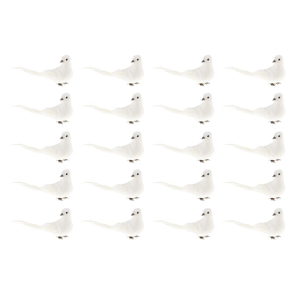 20Pcs Artificial Feather Foam Doves Birds Wedding Decor Venue Ornament
