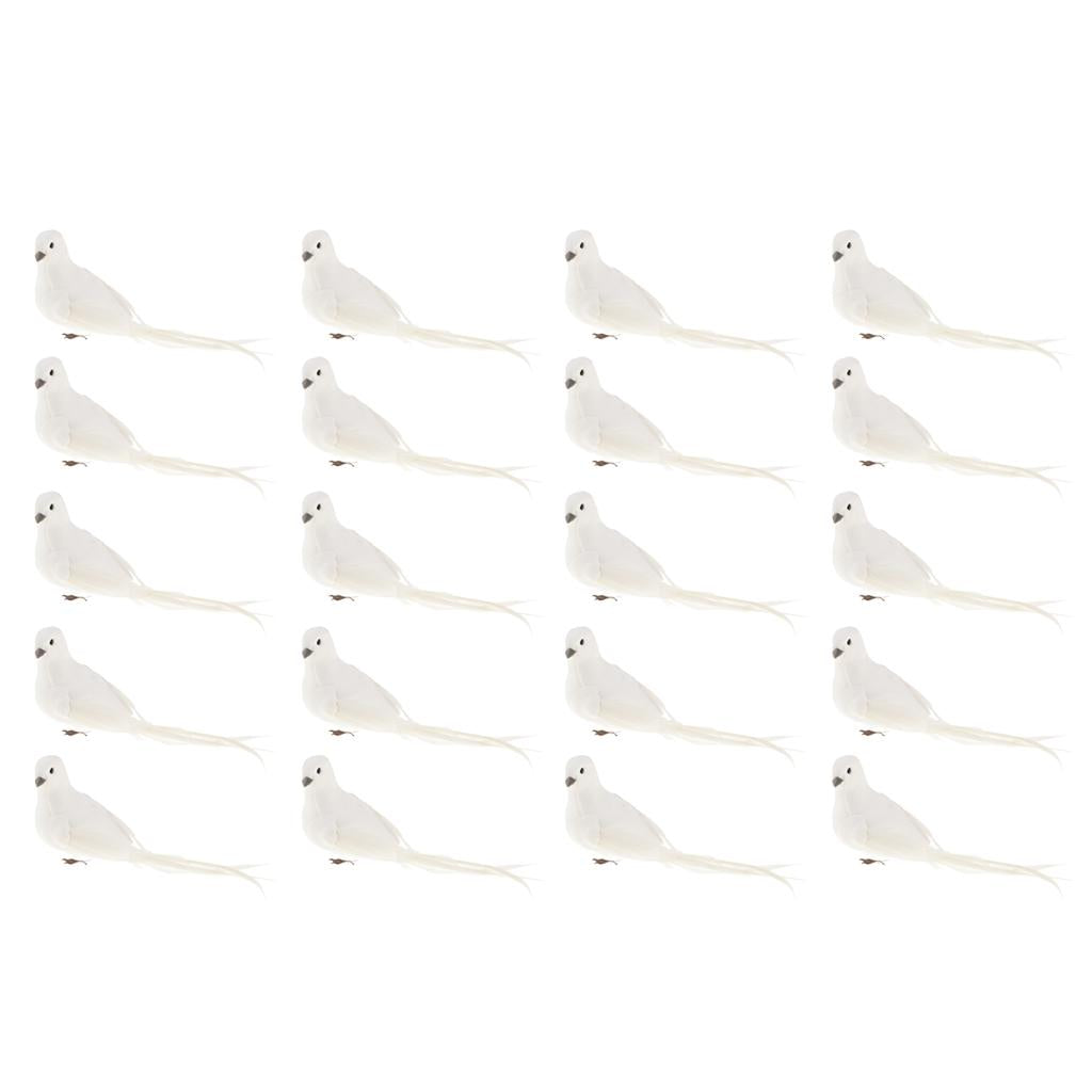 20Pcs Artificial Feather Foam Doves Birds Wedding Decor Venue Ornament
