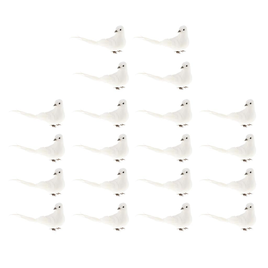 20Pcs Artificial Feather Foam Doves Birds Wedding Decor Venue Ornament
