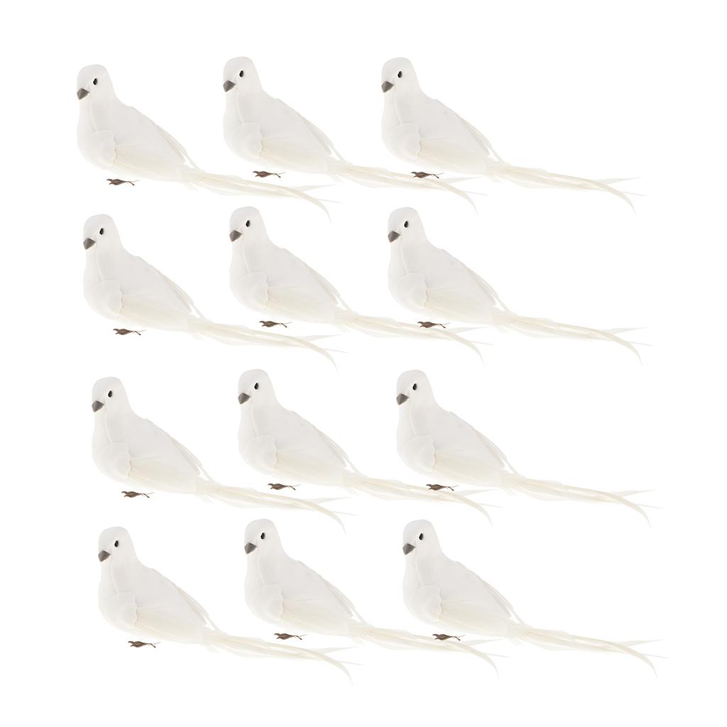 12 Artificial Feather Foam Long Tail Doves Bird Wedding Decor Venue Ornament