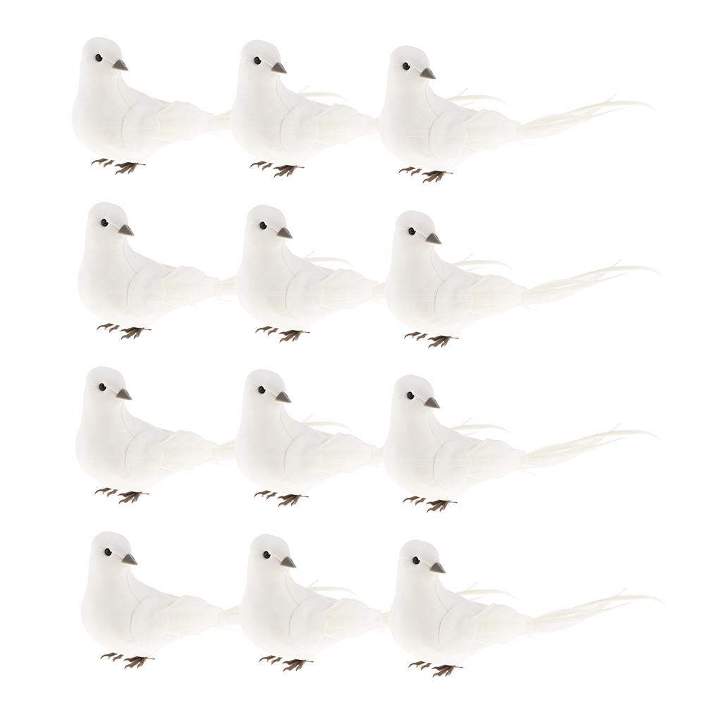 12 Artificial Feather Foam Long Tail Doves Bird Wedding Decor Venue Ornament