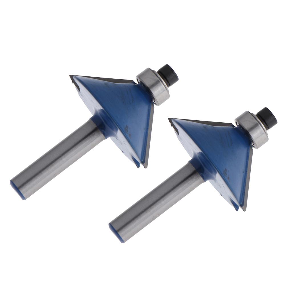 2Pcs 45 Degree Chamfer Edge Forming Router Bit - 1/4 Shank "