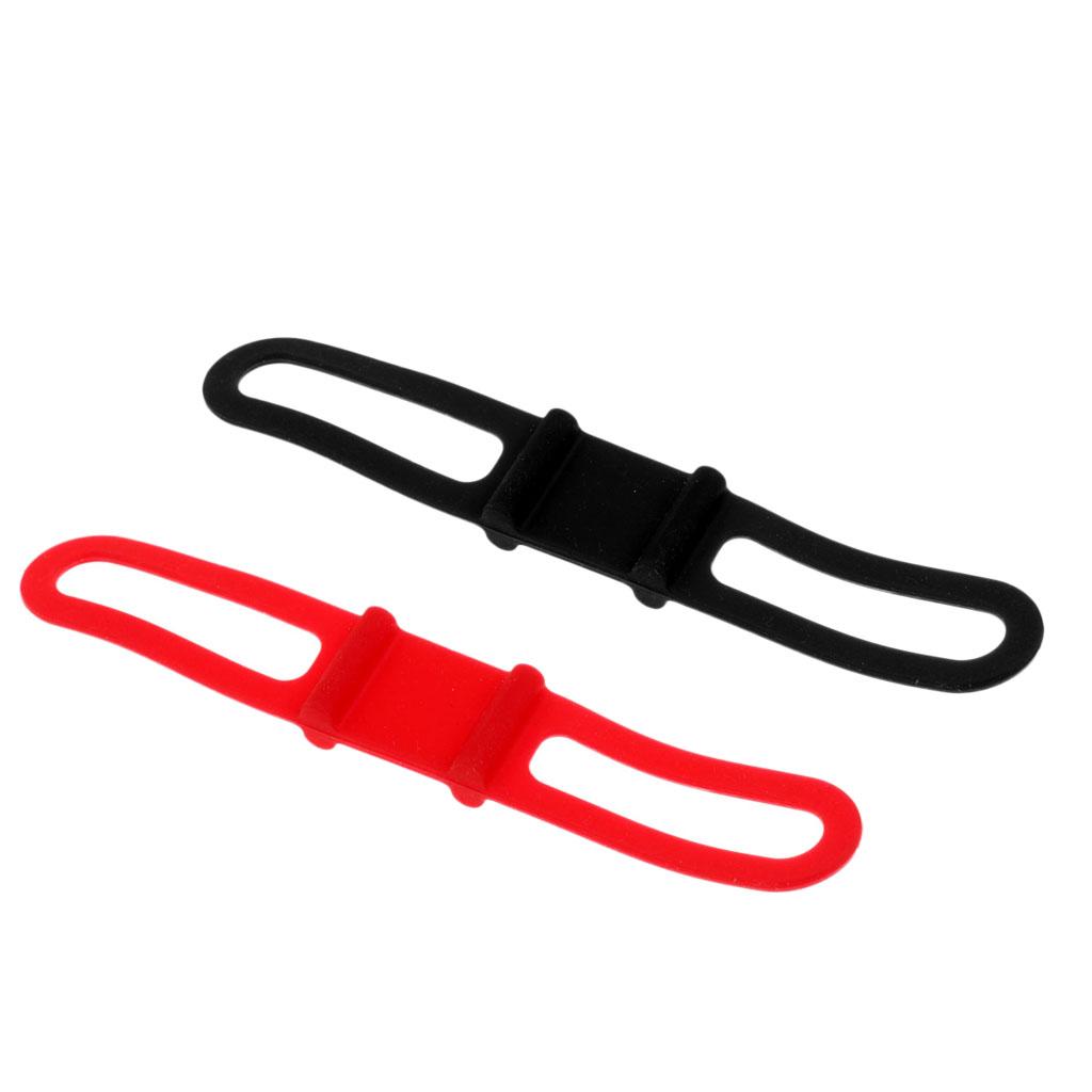 2Pcs Bike Silicone Elastic Band Flashlight Phone Strap Ribbon Mount Holder