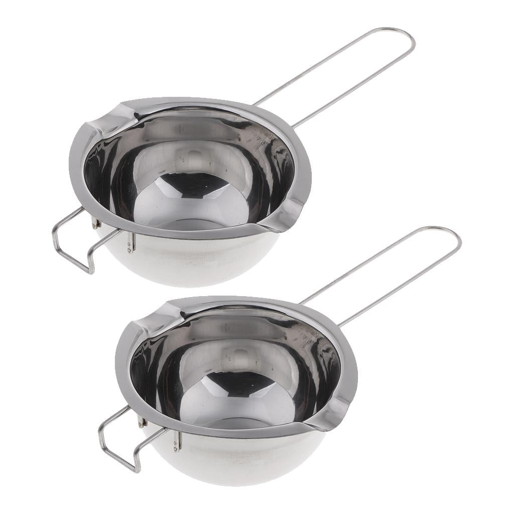 2x Long Handle Stainless Steel Candle Wax Melting Pot for Candle Soap Making
