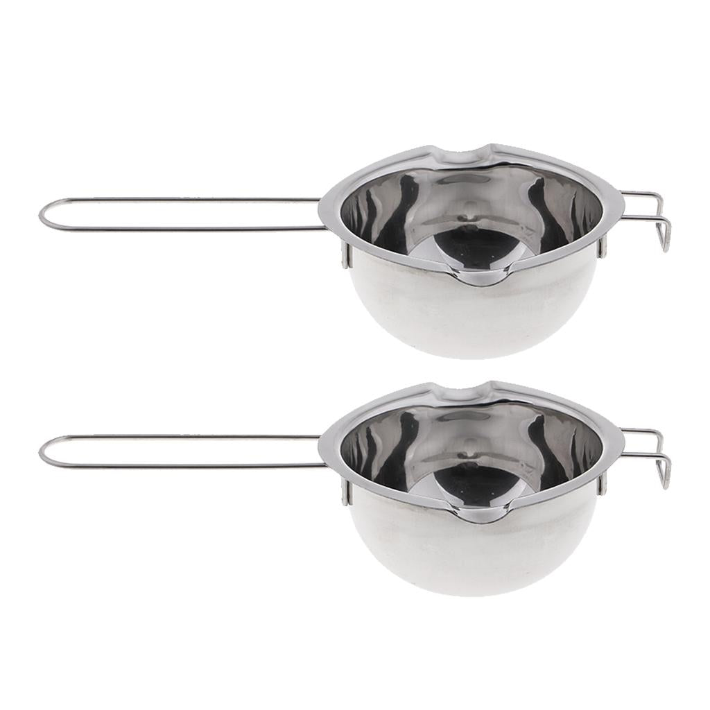 2x Long Handle Stainless Steel Candle Wax Melting Pot for Candle Soap Making