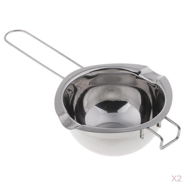 2x Long Handle Stainless Steel Candle Wax Melting Pot for Candle Soap Making