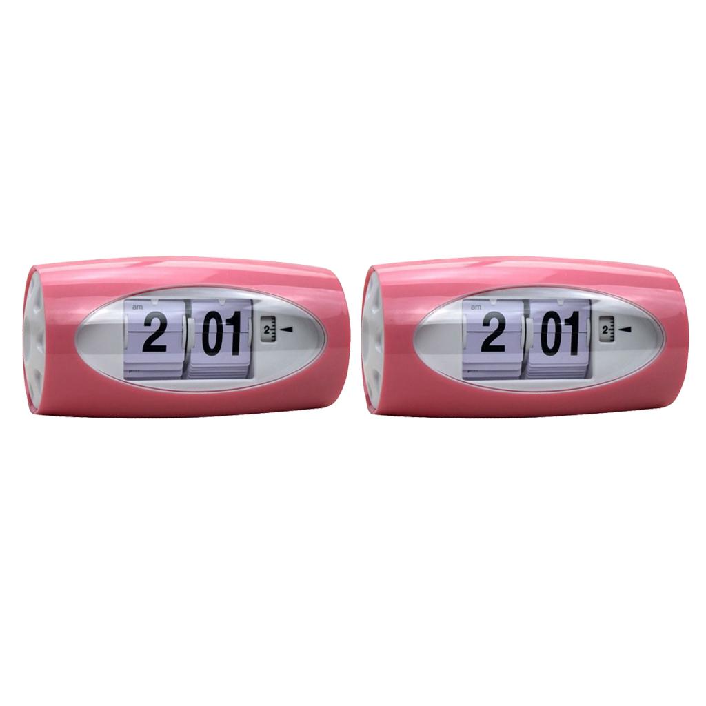 2x Digital Table Clock Auto Flip Clock Alarm Clock Home Decor Desk Clock Red