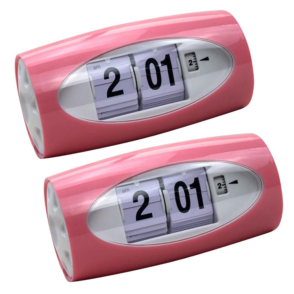 2x Digital Table Clock Auto Flip Clock Alarm Clock Home Decor Desk Clock Red