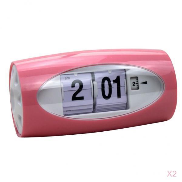 2x Digital Table Clock Auto Flip Clock Alarm Clock Home Decor Desk Clock Red