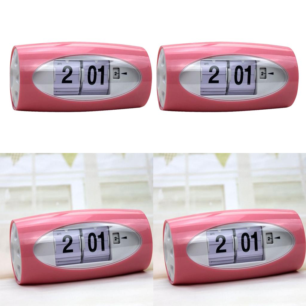2x Digital Table Clock Auto Flip Clock Alarm Clock Home Decor Desk Clock Red