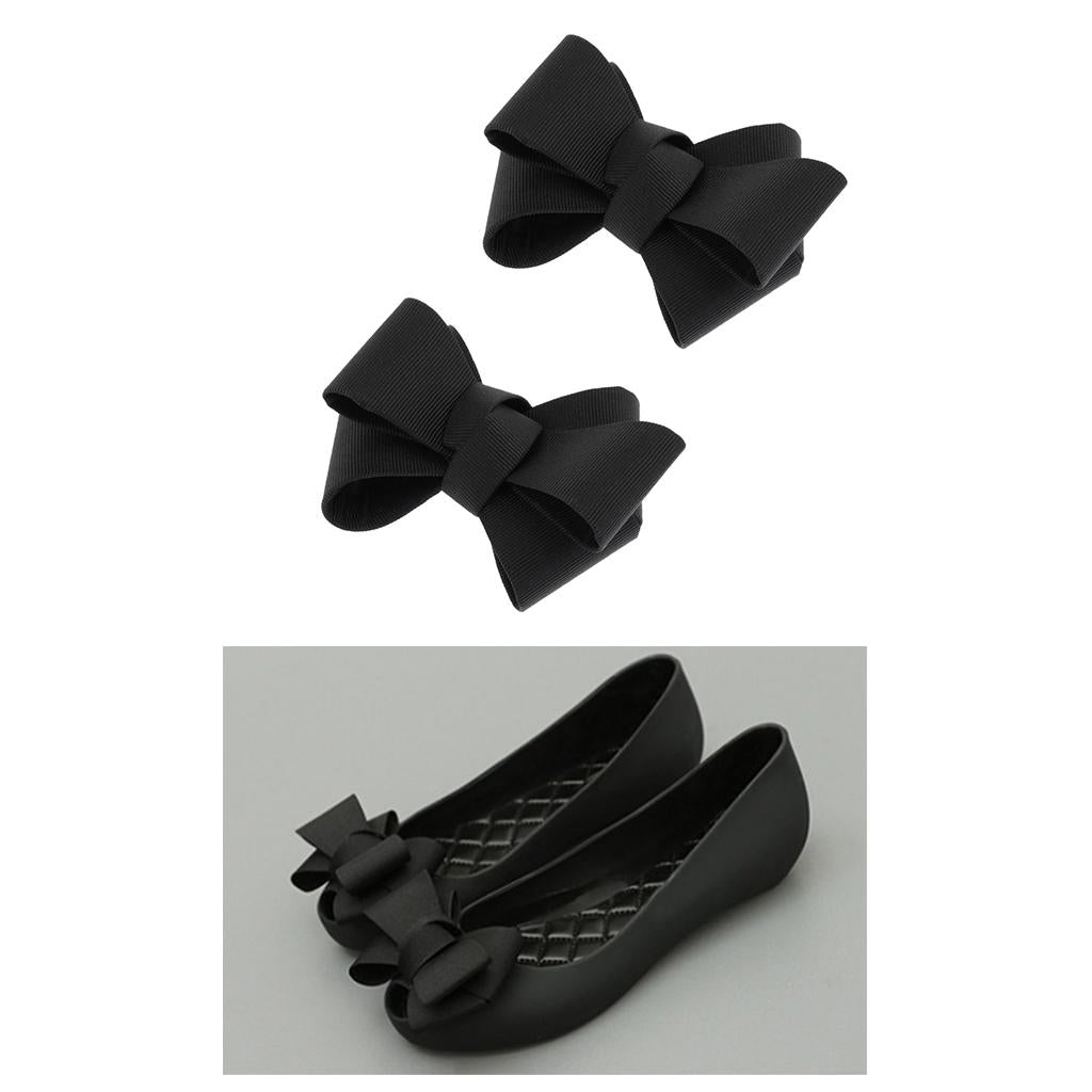2/set Ribbon Bow Butterfly High Heel Shoe Charm Charms Decoration Black
