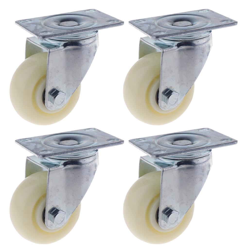 4PCS Pack 3'' White PP Swivel Plate Caster Wheels 90kg 200lbs Wearproof