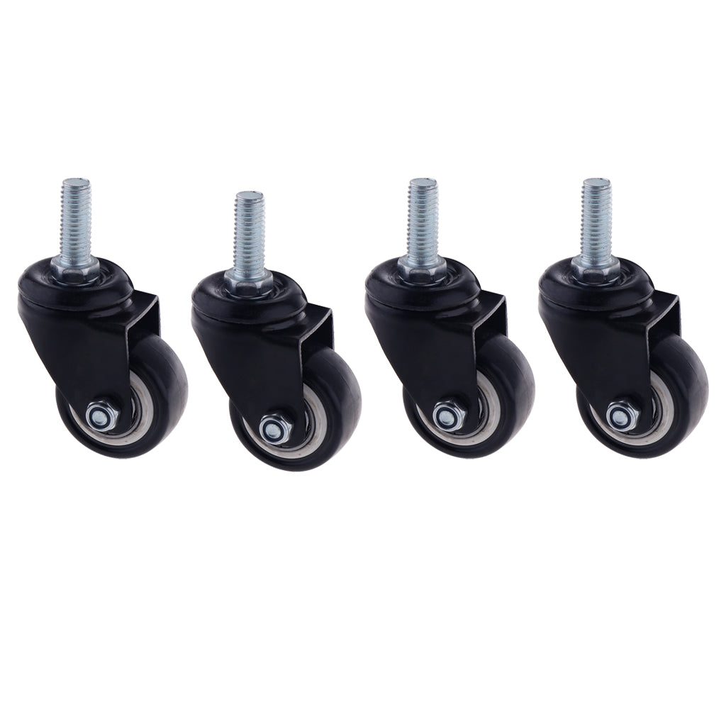 4PCS 1.5'' Mute Rubber Swivel Plate Caster Wheel M10 Universal Replacement