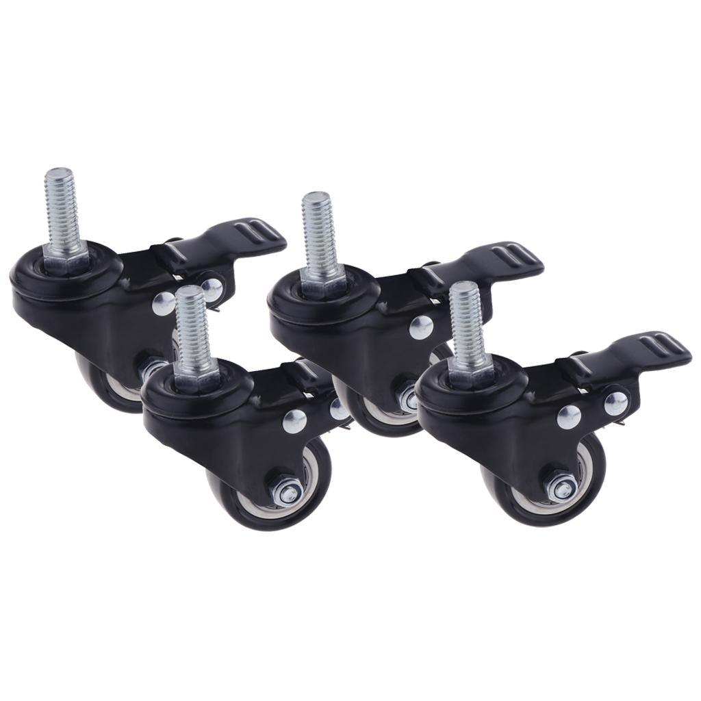 4PCS 1.5'' Mute Rubber Swivel Plate Caster Wheel M10 Universal w/ Brake Lock