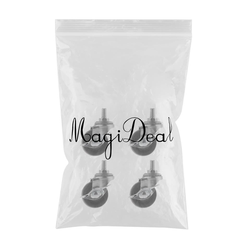 4PCS Pack 1.5 Rubber Swivel Plate Mute Caster Wheel M8 Universal with Brake"