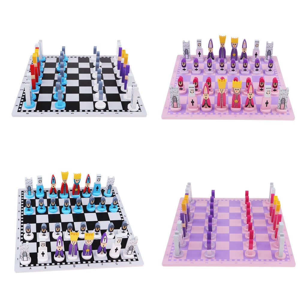 2 Set Wooden International Chess Game Chessman Checker Chess Pieces Games