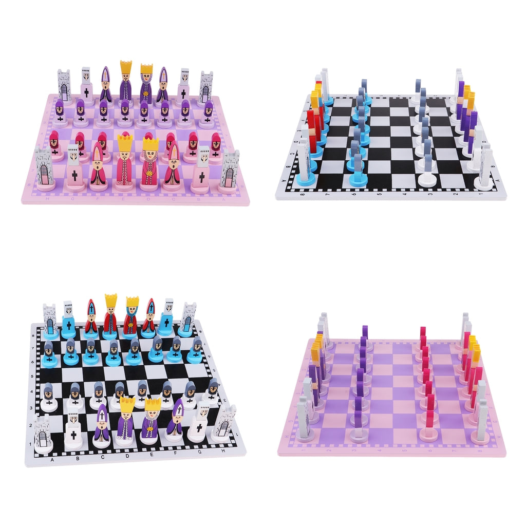 2 Set Wooden International Chess Game Chessman Checker Chess Pieces Games