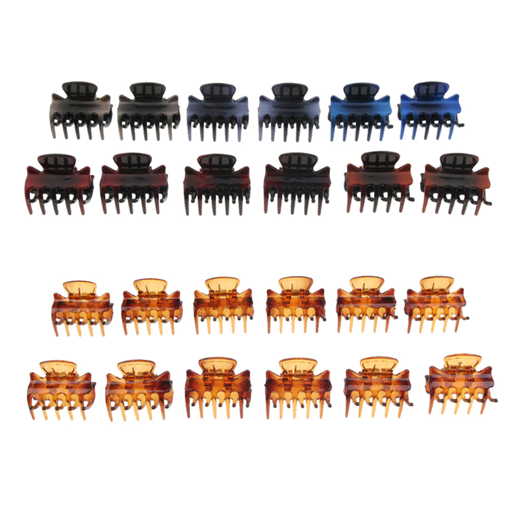 24 Resin Mini Hair Claws Grips Plastic Clip Clamps Pins Accessories Gradient