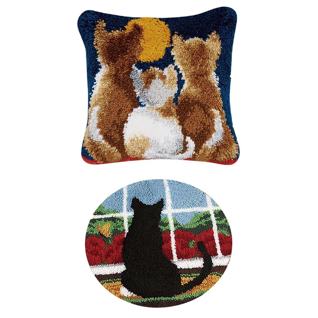 Cat Pattern Latch Hook Rug Kits DIY Material Package Pillows Carpet Making