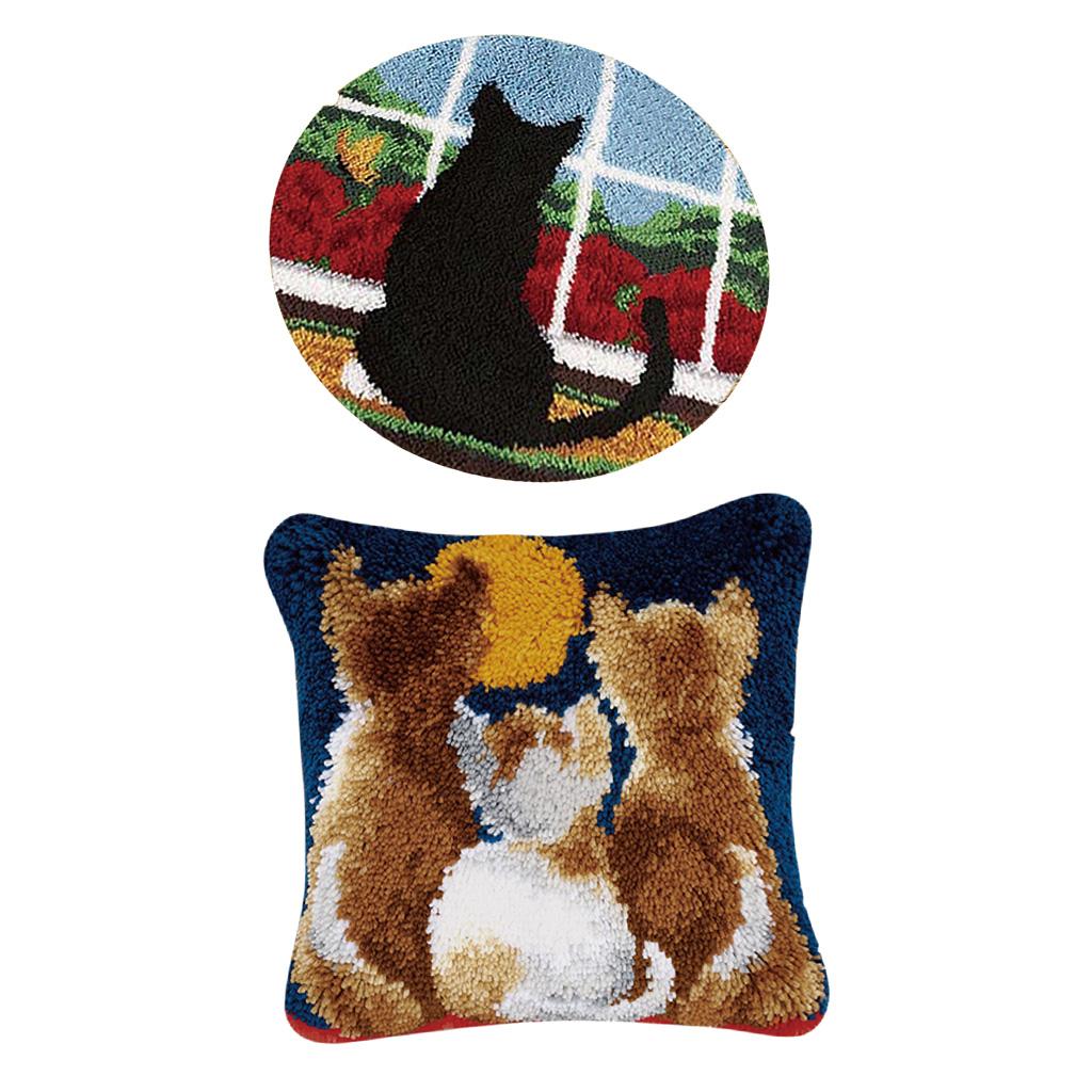 Cat Pattern Latch Hook Rug Kits DIY Material Package Pillows Carpet Making